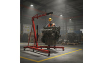 Hydraulic Engine Hoist Easy to Move Engine Hoist with Wheels Cherry Picker Heavy Duty Lift Smooth-Rolling for Mechanics, Garage