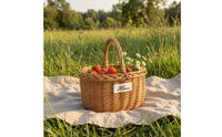 Handwoven Fiber Basket Rustic Basket with Handle Woven for Flower Arranging