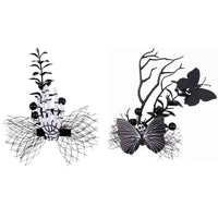 Halloween Mesh Bone Claw Hair Clip and Butterfly Side Clip Costume Accessory