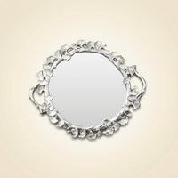 Ginkgo Leaf Tray Silver Tray with Mirrored Glass Base Elegant for Vanity