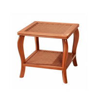Two-Tier Woven Table Rounded Corners Living Room Furniture Bohemian Design
