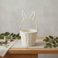Rabbit-Ear-Shaped Basket Lightweight Paper Rope Basket Handwoven