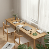 Long Rectangular Desk Modern Design Wood Writing Desk Wide Tabletop Long Study Table