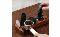 7 Pieces Espresso Organizer with Tools Wooden Coffee Tool Storage Board Compact Pressing Station for Kitchen Counter