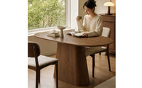 Minimalist Oval Dining Table Tapered Dining Table with Pedestal Base Apartment-Friendly Furniture Stable for Kitchen
