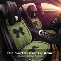 Bowknot Car Seat Pad Comfortable Fit Cute Car Seat Cover for Motorists, Automobile, Frequent Driving