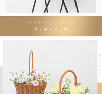 插花篮节日网红仿藤编织篮子野餐手提篮编织篮月子花店鲜花装饰篮