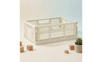 Foldable Basket with Handles Portable Plastic Basket with Handles Stackable
