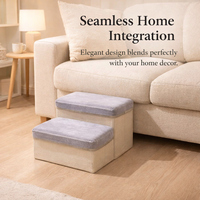 Dog Steps for Bed and Sofa with Foldable Design and Storage Compartment, Non-Slip Pet Stairs for Bedroom, Stable Ramp
