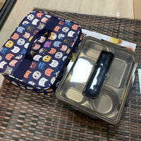 扁平放四格饭盒袋横版保温隔热保鲜防水餐盒儿童分格餐盘袋手提