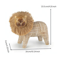 Lion Figurine Textured Tabletop Figurine with Wood-Like Finish Decorative Decor for Bookshelf