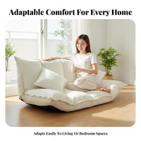 Foldable 2-Seater Floor Sofa Converts to Bed Fold-Expandable Mattress Couch Space-Saving Adjustable Backrest for Young Adults