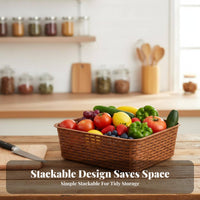 Rectangular Mesh basket Stackable Design Storage Basket Ventilated for Homemakers