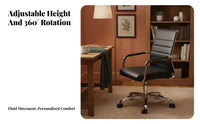 Wheeled Desk Chair with Armrests Height Adjustable Office Furniture Ergonomic Design Support for Students, Workspace