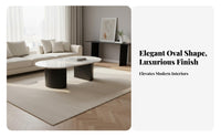 Faux Marble Top dual-level Oval Coffee Table Modern Minimalist design Living Room Furniture Space-Saving Home Furnishing Sturdy Construction for Apartment Dwellers, Office Managers, Interior Designers, Lounge, Reception Area, Bedroom