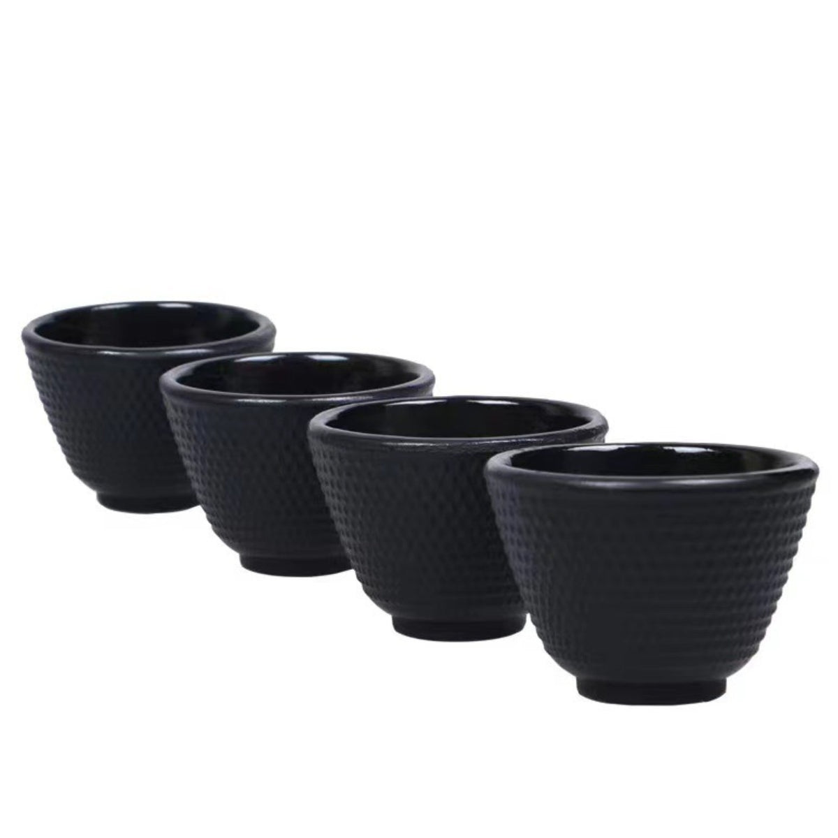 4 Pieces Cast Iron Teacups Heat-Retaining Cast Iron Cup Textured