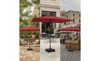 Rectangular Patio Umbrella Tilting Umbrella with Water Base Adjustable Height for Garden, Balcony, Market Stall