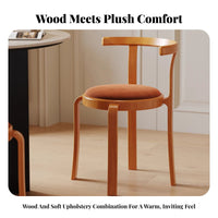 Upholstered Wooden Side Chair Retro Design Stackable Wooden Side Chair Curved rearrest sturdy Frame for Homeowners, Home Office