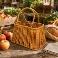 Wicker Basket Handwoven Woven Carrying Basket Natural