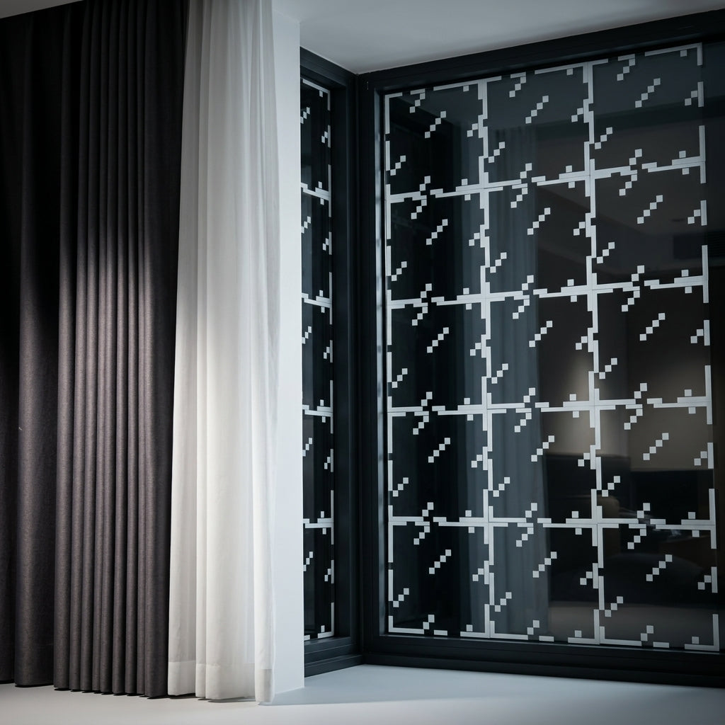 Window Film Privacy for Home Office, Static Cling Grid Pattern Window Film, Reusable Bathroom Window Film Privacy, Anti Glare Window Stickers