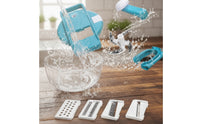 Multifunction Manual Vegetable Cutter with Bowl Interchangeable Multi Blade Mandoline Cutter Space-Saving Manual Vegetable Grater Countertop-Friendly for Home Cooks