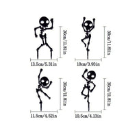 4 Pieces Dancing Skeleton Garden Stakes Black Skeleton Silhouettes with Stakes