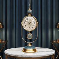 Silent Desk Clock Retro Analog Clock with Metal Frame Non-Ticking for Office