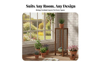 Multi-Tiered Plant Shelf Freestanding Tiered Wooden Pedestal Space-Saving Minimalist and Design for Gardeners, Indoors, Office