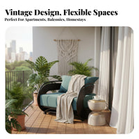 Southeast Asian design aesthetic 3-Seater Rattan Couch Vintage Design Multi-Piece Sofa Group Small Space suitable for Living Room Seating Hand-Woven for Guesthouse Owners, Apartment Dwellers, Balcony, Covered Patio, Sunroom, Lounge Area