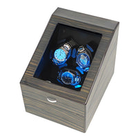 Sandalwood High-Gloss 3-Slot Watch Winder with 3 Storage Compartments