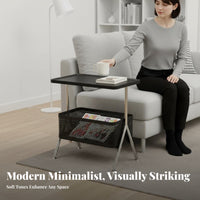 C-Shaped End Table Space-Saving Design Nightstand Easy Assembly for Small Spaces
