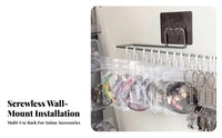 Drilltool-Less Installation Sliding Hook Rail Space-Saving 10-Hook Key Rack Multi-Purpose Keychain Holder Long-Lasting for Anime Fans, Collectors, Entryway, Hallway, Bedroom, Dorm Room