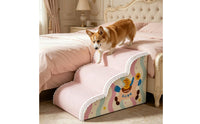 Two-Step Pet Stairs Pastel Dog Stairs Rigid Support for Bedside