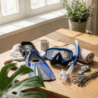 3 Pieces Mask Fin Snorkel Set Anti-Leak Snorkel Mask Set 180-Degree View