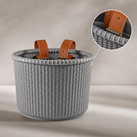Rattan-Style Front Bike Basket Handlebar-Mount Woven Bike Basket Adjustable Strap-on for Children, Toddlers, Balance Bikes