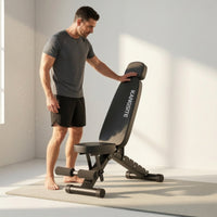 Foldable Weight Bench Compact Bench with Leg Rollers Full Body Exercise Equipment for Home Athletes