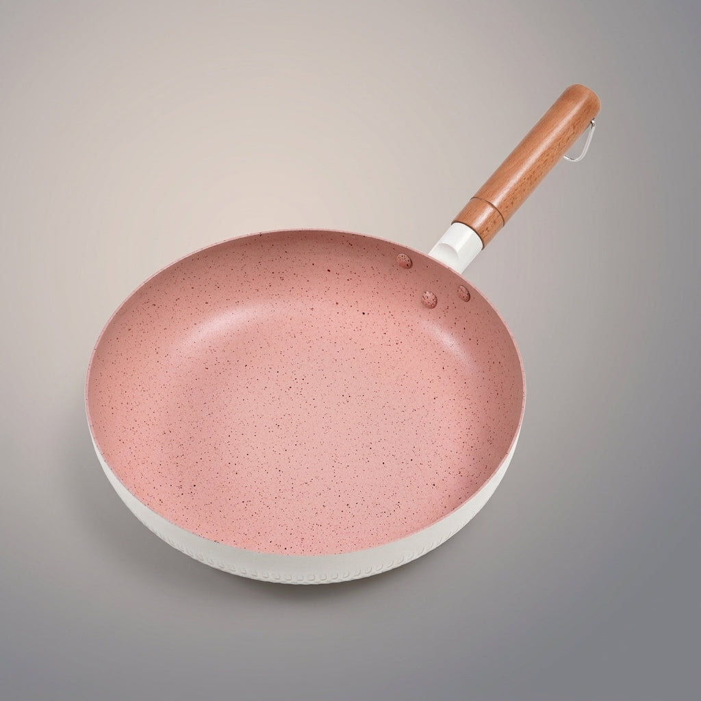 Frying Pan for Induction Hob with Wood Handle, Non-Stick Omelette Maker and Pancake Pan, Aluminum Body Crepe Pan, Breakfast Pan for Home Cooking