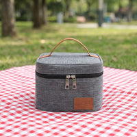 Lunch Box and Insulated Lunch Bags for Women, Square Polyester Cool Bag with Top Handle, Thickened Aluminum Foil Lining, School Picnic Bag Work