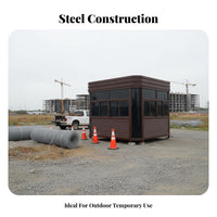 Outdoor Security Booth Steel Frame Sentry Post Anti-Rust Mobile Gatehouse for Gatekeepers, Parking Attendants, Entry Points, Construction Sites