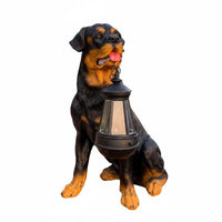 Solar Dog Garden Statue Auto on/deactivated Outdoor Decor Hand Painted Look