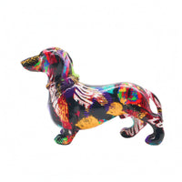 Resin Dachshund Statue Multicolor Sausage Dog Ornament Long-Lasting