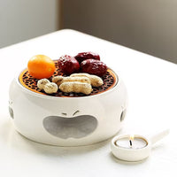 Glass Flower Tea Pot Warmer with Candle Base