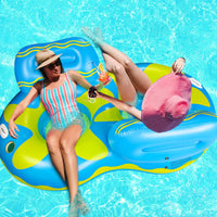 Long-Lasting PVC Material Double Water Sofa Mesh Seat Inflatable Floating Couch High Weight Capacity for Couples, Vacation