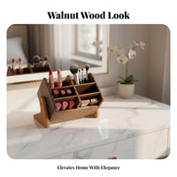 Tiered Wooden Makeup organizer Walnut Finish Vanity Organizer Large Capacity