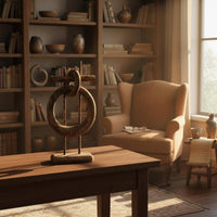 Abstract Wooden Loop Sculpture Handmade House Decoration for Desktop, Entryway