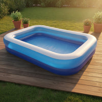 Rectangular Pool with Drain Plug Portable Inflatable Above Ground Pool Sturdy Thickened for Children, Patio