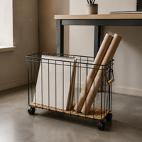 Rolling Storage Basket Woven Book Basket Narrow