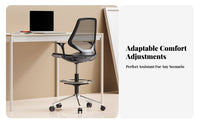 Rolling Drafting Chair Lumbar Support Office Furniture 360° rotate for Students