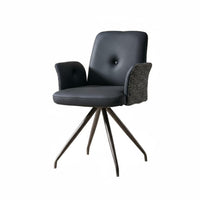 Upholstered Swivel Chair Ergonomic Back Support Armchair Sturdy Frame for Adults
