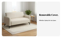 Comfortable Seating 2 Seater Textile Sofa Elegant Design Small Apartment Couch Sturdy Construction 2 Seater Sofa Deep Seat for Renters, Couples, Students, Bedroom, Reception Area, Closed Ice, Balcony